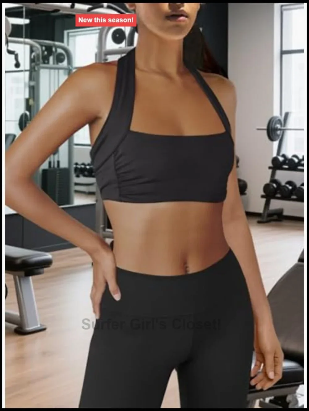 Halter Sports Bra Cropped Workout Top Medium Impact Pilates Bra Racerback Tank
